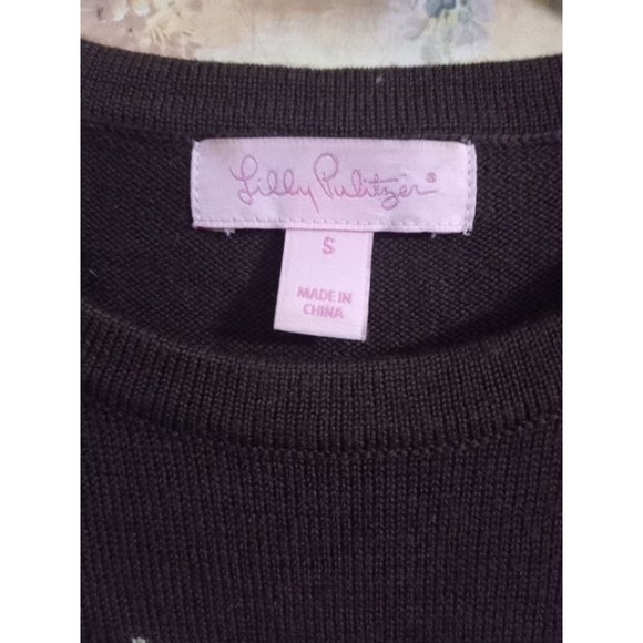 Lilly Pulitzer Small Brown Merino Wool Owl Lightweight Casual Occasion Knit Top - Picture 2 of 4